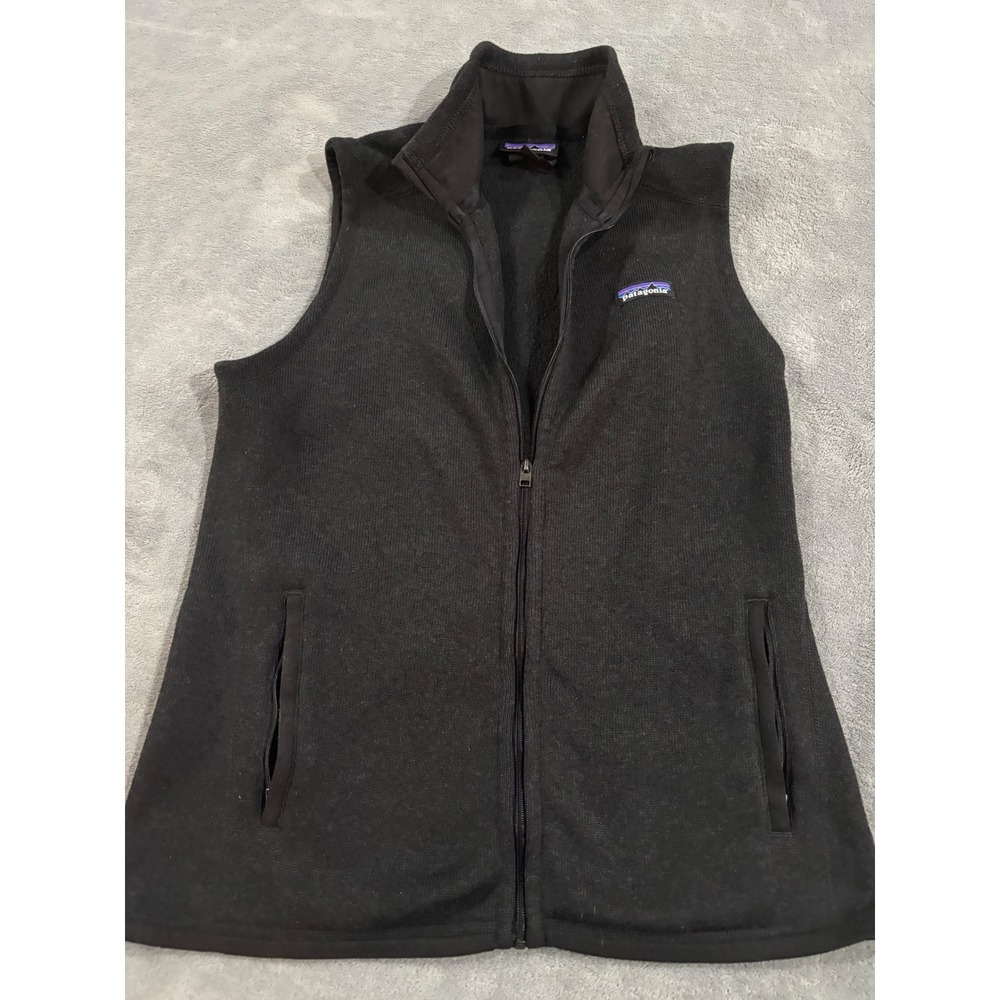 Patagonia Better Sweater Vest Womens Large Black Full Zip Fleece Knit Outdoor